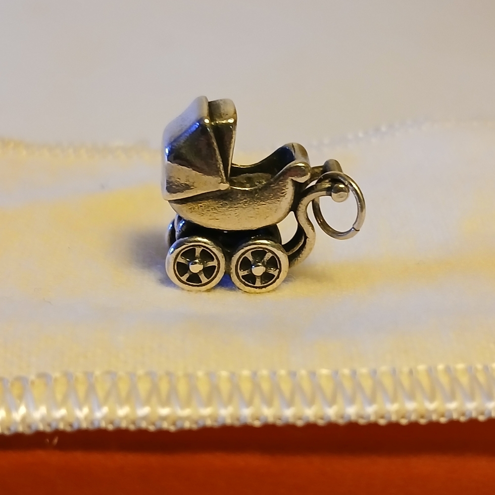 Retired James Avery Baby Carriage Charm